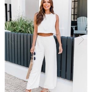 Pink Lily White Sleeveless Jumpsuit